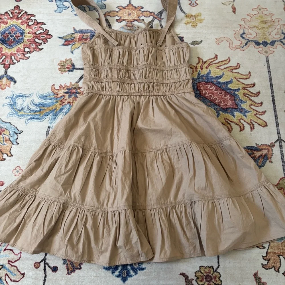 Aritzia Sunday Best Martine Poplin Dress in Fluent Taupe Size Small Mini Dress - Picture 6 of 11